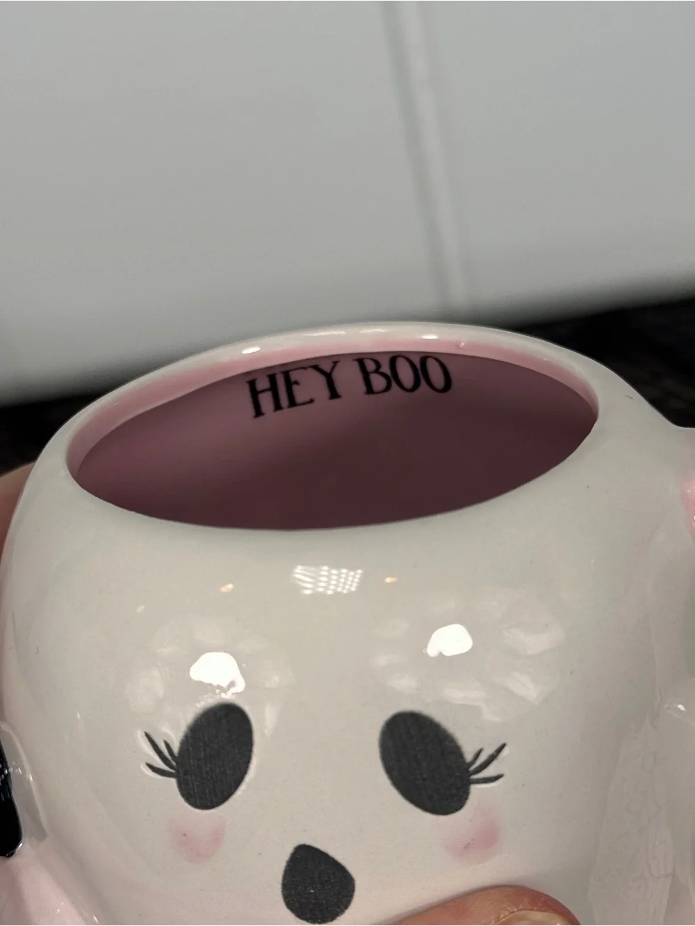 NEW Haunted Halloween Ghost Pink Pumpkin Mug
